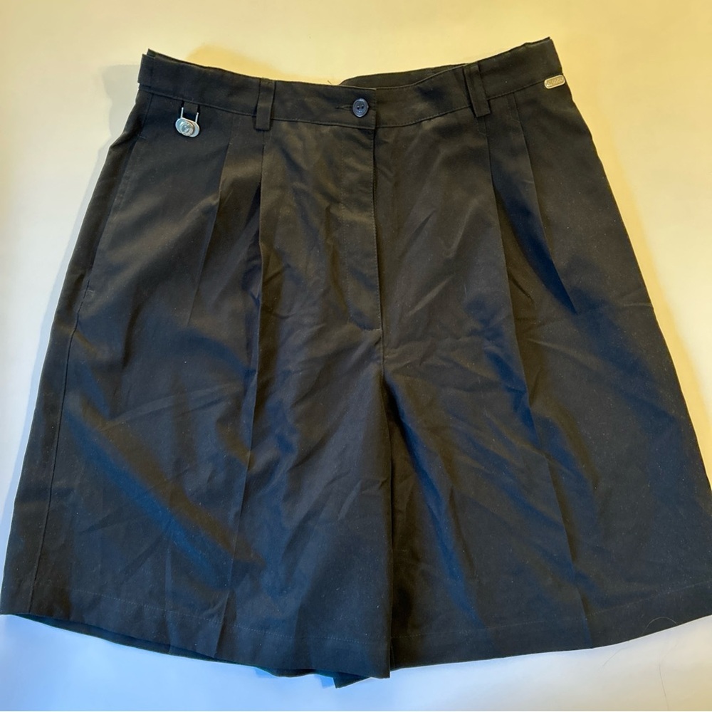 Liz Golf Shorts Women's‎ 12 Black High Waisted Solid Pleated Front Activewear